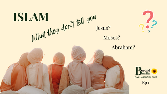 Smiling hijabi women with podcast episode text about true meaning of being Muslim