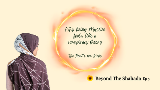 Muslim woman in hijab having a deep conversation, with overlay text: ‘The Devil’s New Tricks: Defending Islam Against Misconceptions