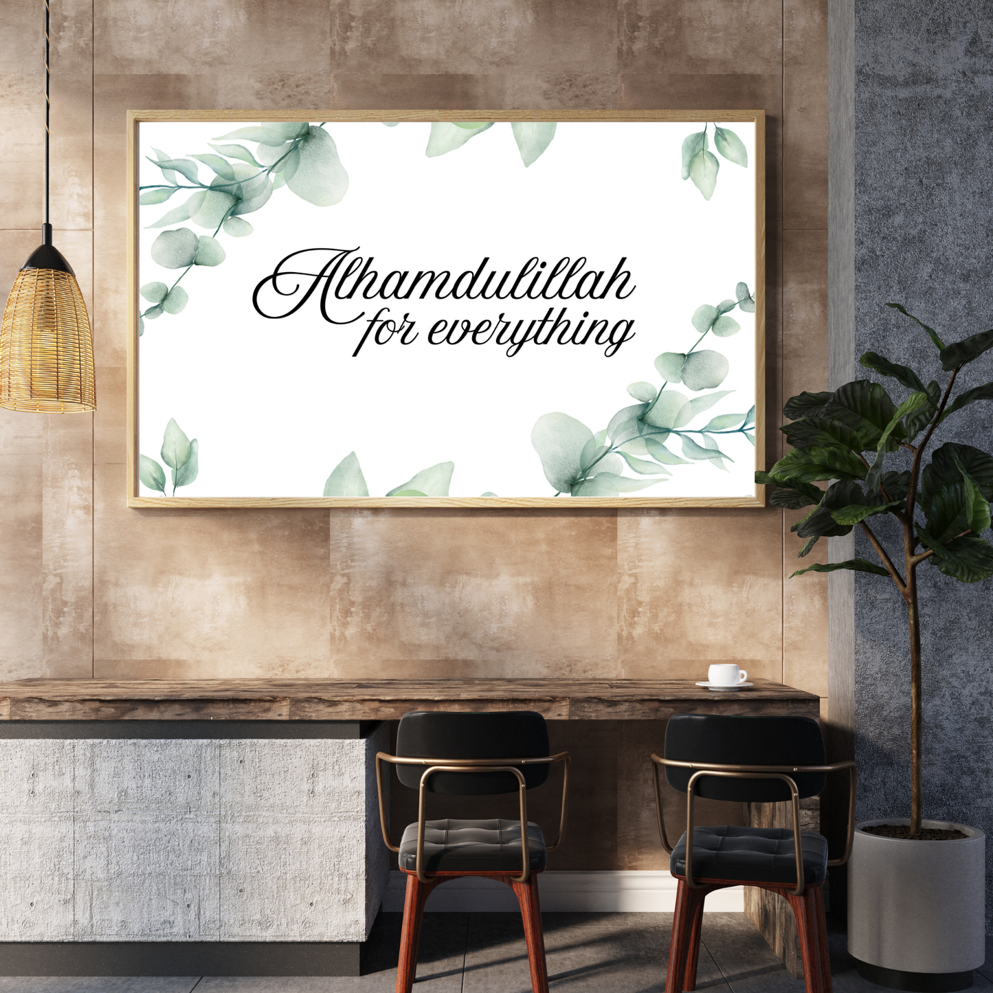 Alhamdulillah for Everything Print - Eucalyptus Islamic Wall Art - Digital Download