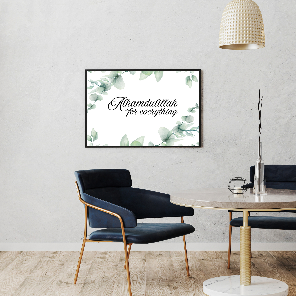 Alhamdullilah for everything wall art, eucalyptus Islamic landscape print, ready for instant download.