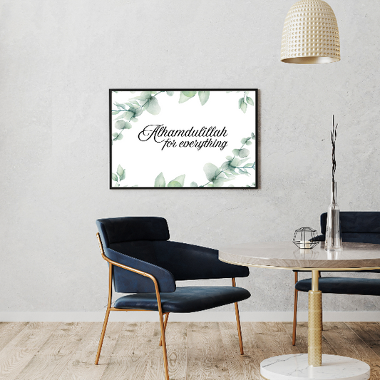 Alhamdullilah for everything wall art, eucalyptus Islamic landscape print, ready for instant download.