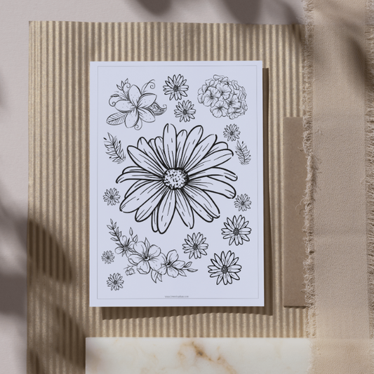 free coloring sheet download, mixed florals page